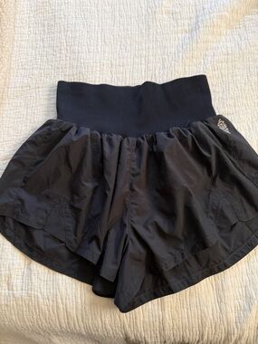 Black Free People Movement Athletic Shorts with Wide Ribbed Waistband